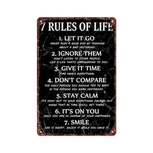 Inspirational quotes: Metal signs 7 Rules of Life Wall art Men's inspirational posters Reading signs Inspirational posters Suitable for classrooms High school inspirational posters Bedroom boys' rooms Home 8x12 Inch