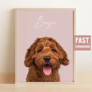 Custom Pet Portrait From Your Photo – Personalized Dog or Cat Memorial Art Print, Pet Loss Gift for Pet Lovers, Valentine’s Gift for Her or Him