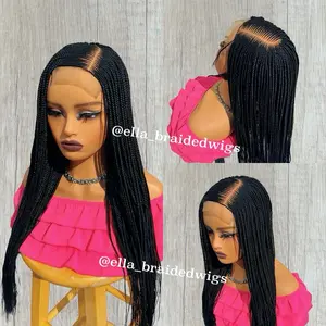 22inches Versatile Braided Wig with 4x4 Closure Lace in Jet Black Color