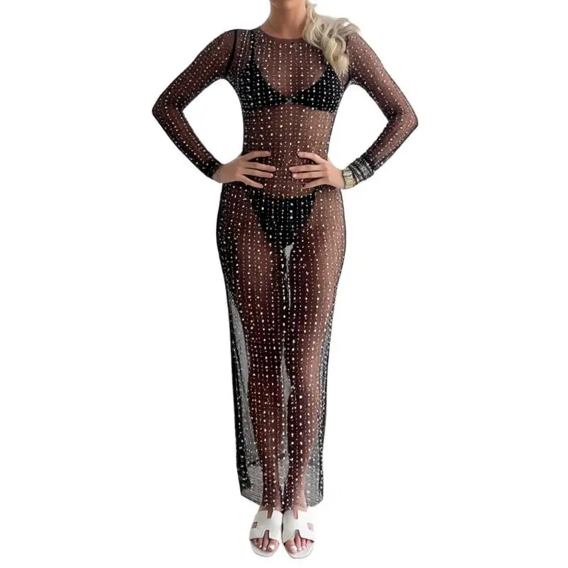 beach bunny pearl dress cover up tulle bridal dress lace applique Siren Gaze Women's Front Size:1X PLUS (18/20) crocheted knit maxi Contrast