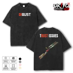 Rust Game Merch Essential T-Shirt Washed Tshirt, Cotton Vintage clothing, Unisex Little Nightmares Game Shirt Fabric Collar Top Streetwear Menswear Gamis Black Casual Graphic Hoodie