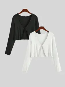 Elegant Women's Plus Size Two-Piece Set, Fitted Belted Drawstring Soft Knit Cardigan & Jacket, Summer Fashion Essential, Perfect for Dresses & Commuting