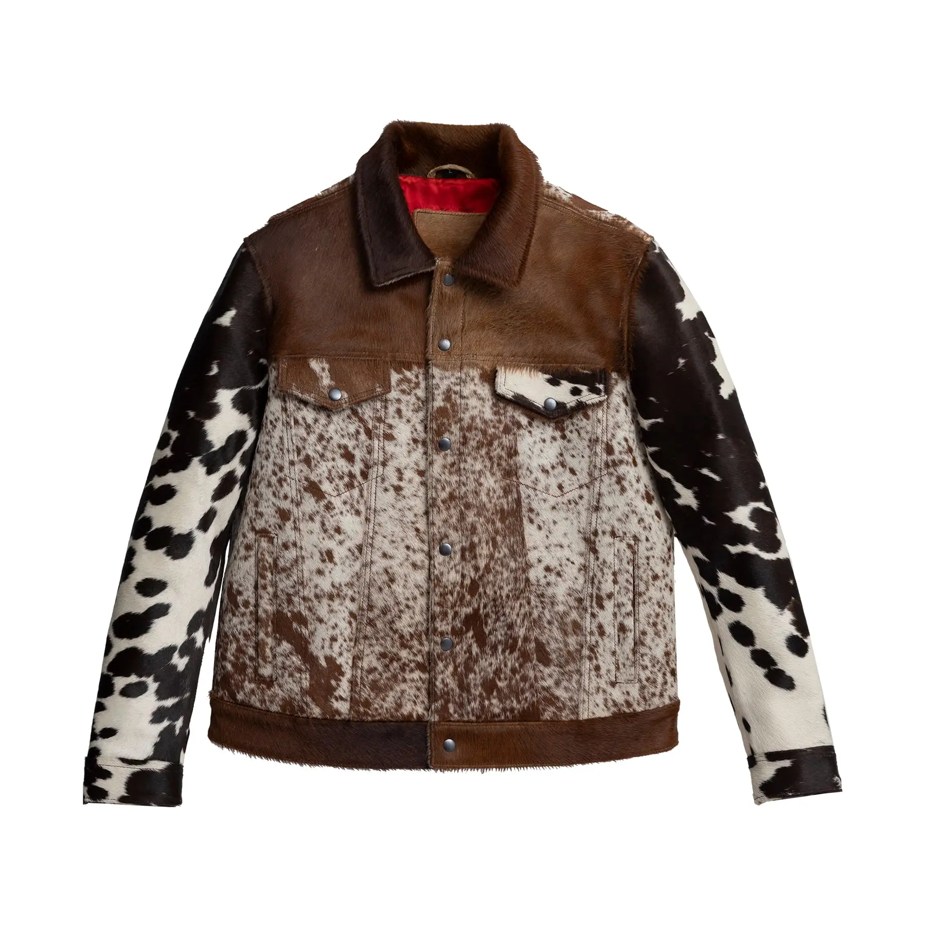 FM Men's Pony Skin Hair On Cow Print Leather Jacket