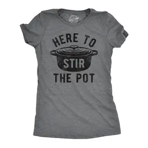 Womens Here to Stir The Pot T Shirt Funny Thanksgiving Dinner Cooking Trouble Maker Joke Tee for Ladies Funny Womens T Shirts Cute Vintage Fashion Casual Ladies T-Shirt Gift Thanksgiving Tops for Women Funny Dark Grey