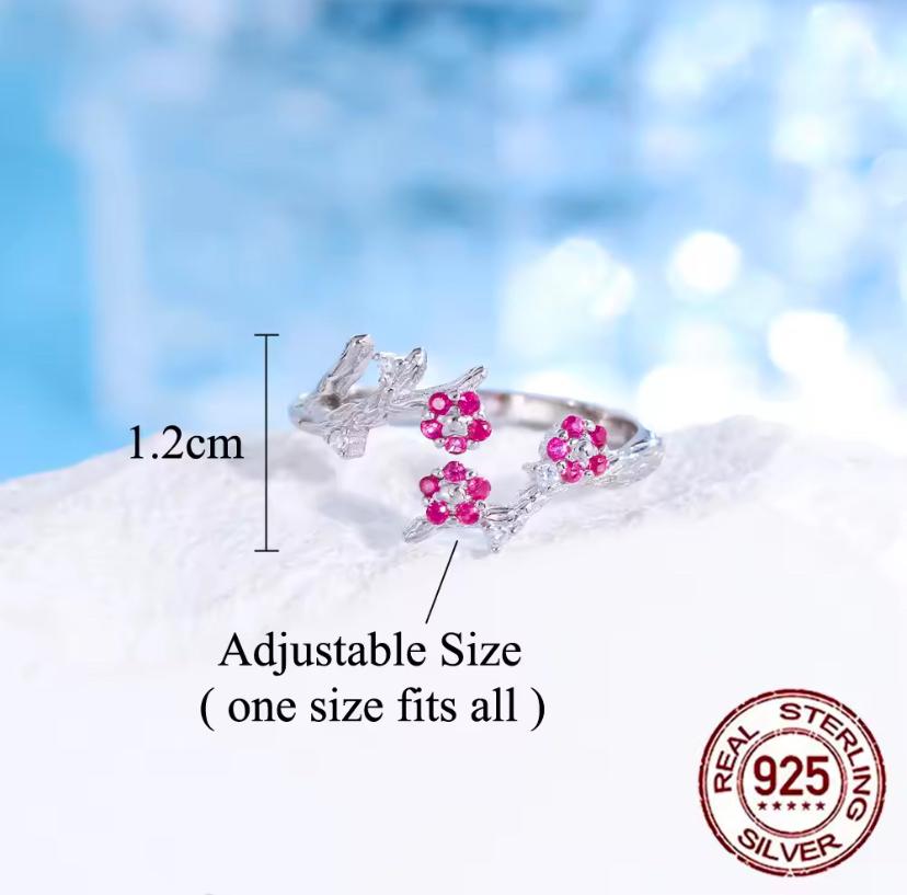 925 Sterling Silver Zircon Open Size Finger Ring - Elegant Design for Versatile Use