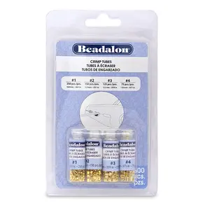 Beadalon Crimp Tube Assorted Sizes Variety Pack Gold Color - 600 pcs, Size 1, 2, 3, 4, for Jewelry Making & Beading