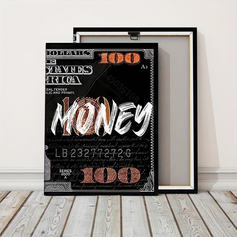 3 Counts/set Wooden Framed Money Makes Money Canvas Posters, Money Wall Art, Inspirational Dollar Bill Pop Art, Modern Home Decor, Wall Decor Living Room, Bedroom, Gift for Friends and Family, Waterproof Canvas, Wall Decor, Ready To Hang