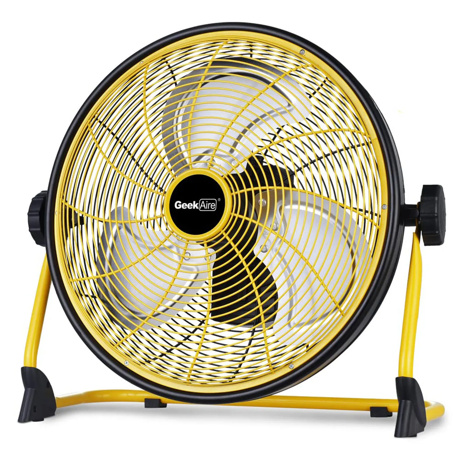 Geek Aire 16-in Brush-Less DC Motor Rechargeable Cordless Outdoor High Velocity Fan - Metal Blade, Tilt Adjustment, Nonslip, Adjustable Speed, for Garage, Gym
