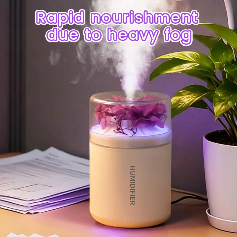 Eternal Flower Cold Mist Humidifier, Portable 6.09oz Air Purifier, 7 Colors with Night Light, Car Home Bedroom Personal Humidifier Gift, Home Desktop Humidifier, Cool Mist Humidifiers