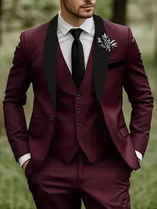 Men'S 3pcs Suit Set, Including a Blazer, Vest, And Trousers, Perfect for Groomsmen, Stylish And Elegant, High-Quality for Weddings, Business Events, And Parties