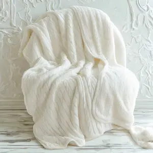 Extra Cozy Cotton Cable Knit Sherpa Blanket, Soft Throw for Couch, Bed, Sofa, Chair - Warm, Machine Washable Home Decor