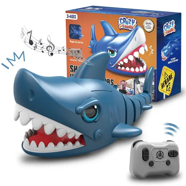 RC Shark Robot with Interactive Biting, Music & 360° Rotation – Fun Kids Prank Toy,Children's Day Gift