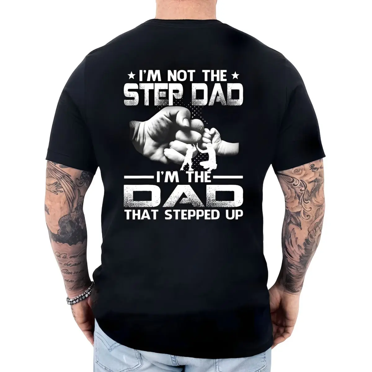 I'm Not The Step Dad I'm The Dad That Stepped Up Shirt, Father's Day Gift For Bonus Dad, Vintage Fist Bump T Shirt, Stepfather Tee, Unisex Long Sleeve Crewneck Tee, Classic Streetwear