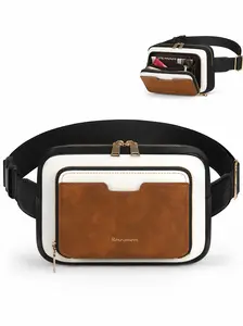 Women's Fanny Packs, Leather Belt Bag, Waterproof Crossbody Waist Pack, Adjustable Strap, Retro Sling Chest Bag for Work, Running, Travel, Party