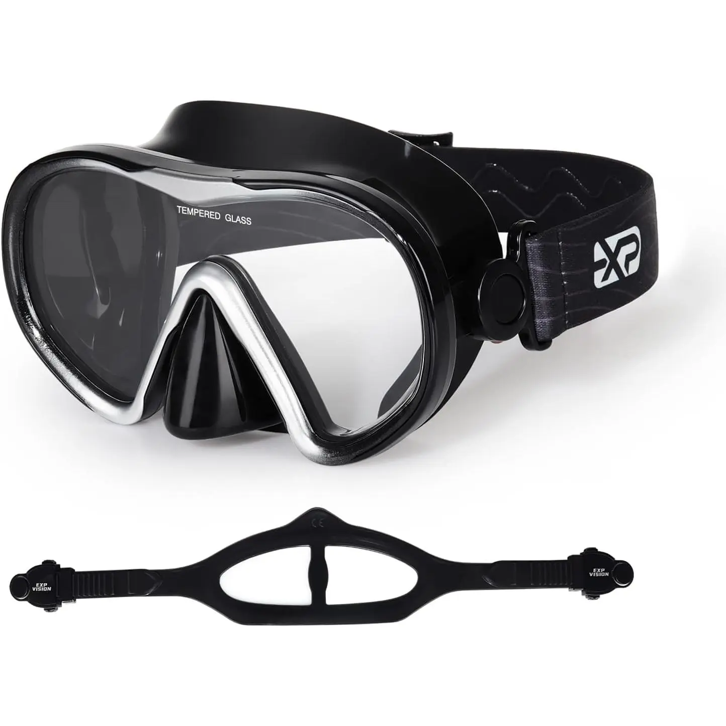 Scuba Diving Mask for Adults - Anti-Fog Swim Mask Wide View Swimming Goggles with Nose Cover Professional Snorkeling Goggles Gear Tempered Glass Lens with Fabric Strap for Men Women