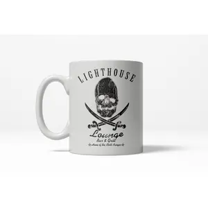 Lighthouse Lounge Funny Vintage Retro Bar Ceramic Coffee Drinking Mug  - 11oz Funny Coffee Mugs Ceramic Printed Drinkware Cup