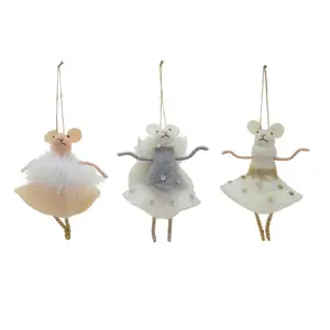 Wool + Felt Ballerina Mouse Ornament