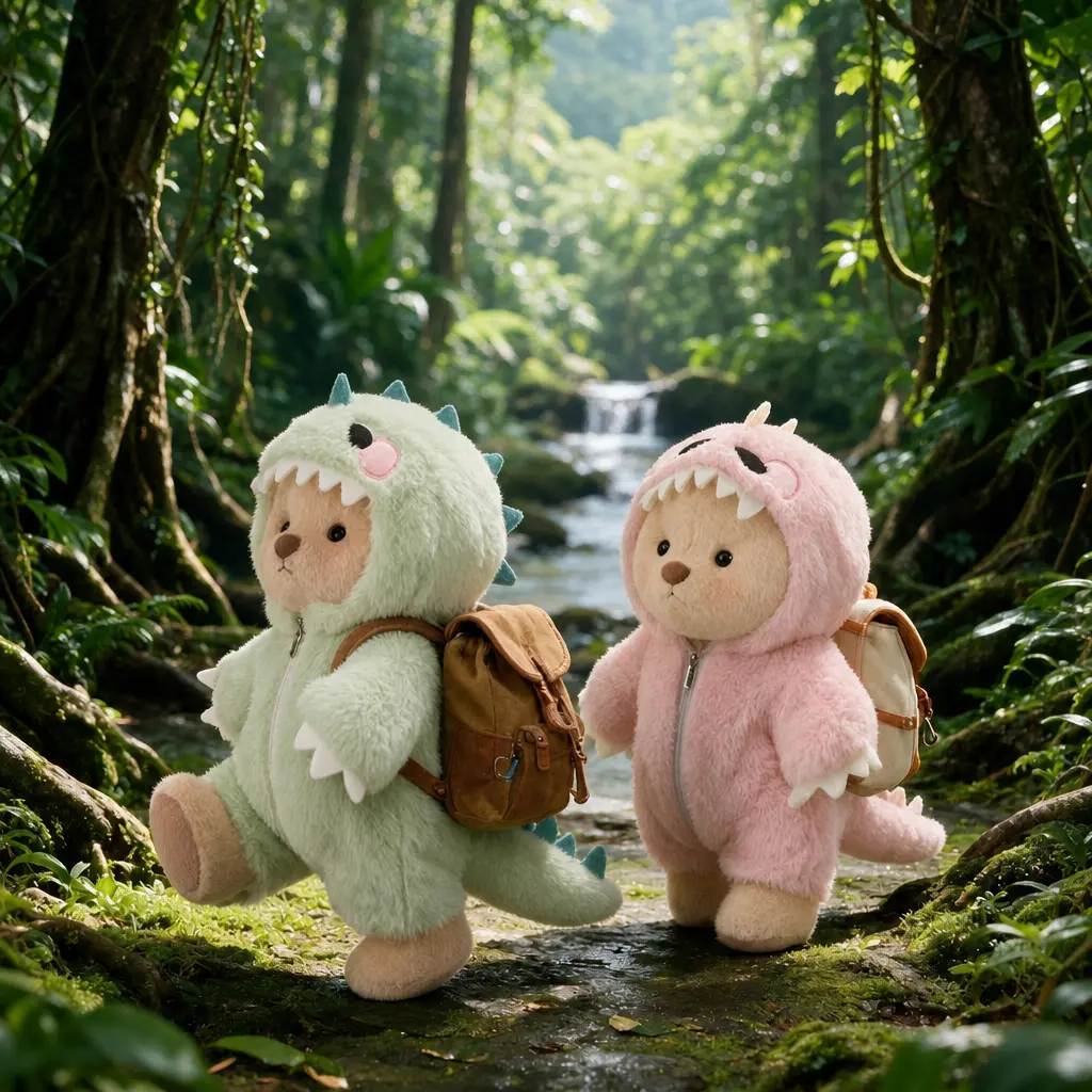 Getahug 12-inch Teddy Bear Plush Toy | Perfect as a gift for girls or girlfriends, full of summer vibes, comes with interchangeable outfits: plush hat, blue shark, pink dinosaur, plush elephant.Build-A-Bear,Back-to-school companion items