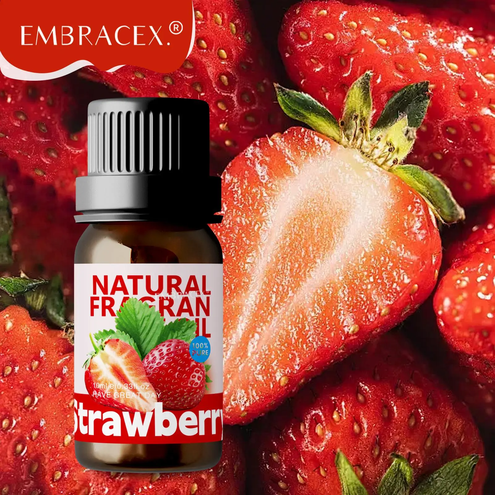 10ML Strawberry Essential Oil for Skin Care and Home Use, Scented Oil for Diffusers, DIY Soap Candle Making, Alcohol-Free Long-Lasting Fragrance