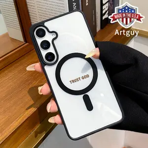 Magnetic Phone Case Compatible with Samsung Galaxy S26 S23 Ultra S24 Plus S25 Edge S22+ FE Trust God Christian Pattern TPU Non-Yellowing Shockproof Anti-Scratch Stylish Smartphone Cover