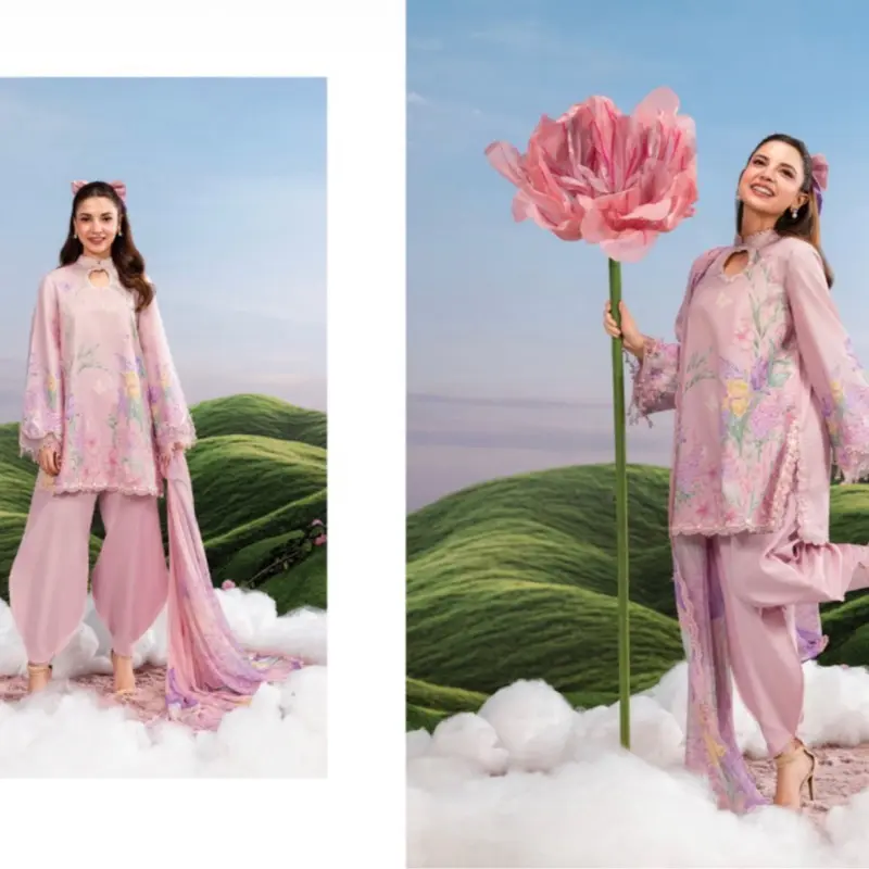 Maria B Pakistani designer lown suit original size 42 M size with shefon duppata Casual Womenswear Dress Summer Long Sleeve