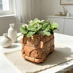 1 piece vintage hippie car cabin resin planter, creative indoor/outdoor decorative planter, multifunctional room accent, no electricity required, car model, garden decoration