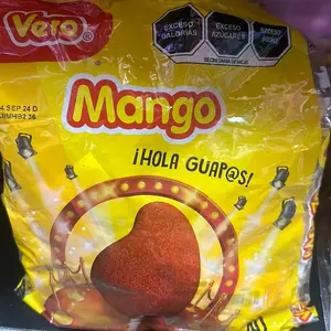 Vero Mango Lollipops Coated with Chili Powder, Hot and Sweet Candy Treat, Artificially Flavored, Net Wt. 1.39 Pound, 40 Count Bag