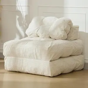 Folding Sofa Bed, Convertible Sleeper Chair with Pillow Foldable Mattress with Back Support, Boneless Fold Out Chair Bed Comfy Floor Sofa Lounge for Living Room, Bedroom, Beige, Single,Beige