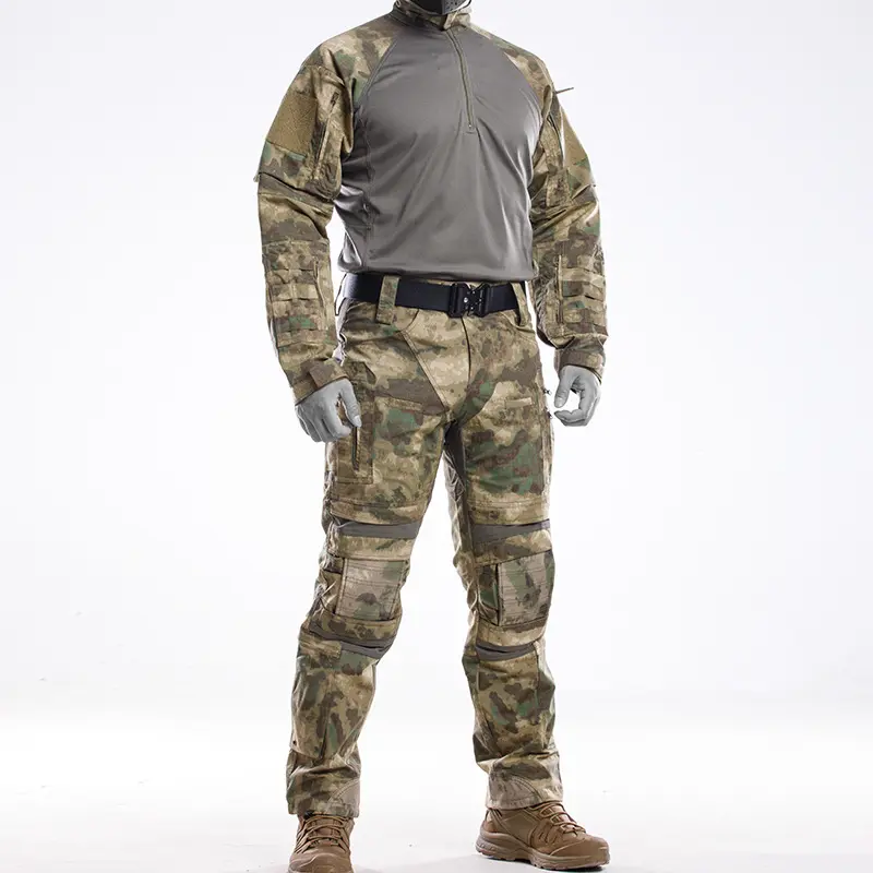 Men's Camouflage Tactical Uniform, 4-Way Stretchy Frog Suit with Reinforced Knees, Quick-Dry Abrasion-Resistant Workwear, Stretchy Coveralls, Uniforms
