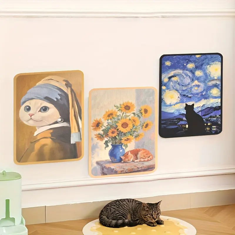 Durable Cat Scratching Pad, Self-Adhesive Multi-Functional Cat Scratch Board, Interactive Pet Climbing Mat, Wall Replacement, Wear-Resistant, Vertical Scratcher, Home