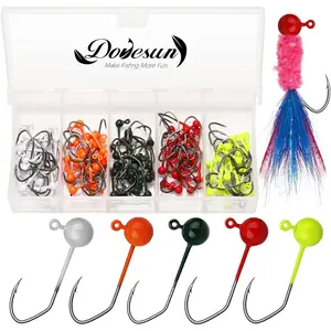 100pcs Fly Tying Jigs Kit with 5 Weights & for Fly Fishing & Crappie Lures High Carbon Hooks & Die Cast Jig Heads for DIY Lure Making