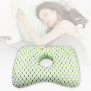 Ear Pressure Relief & Neck Support Side Sleeping Pillow, Perforated Ear Hole Design, Polyester Filling & Comfort Fabric, Washable Portable for Ear Pain, Ear Piercing, Side Sleep, Travel