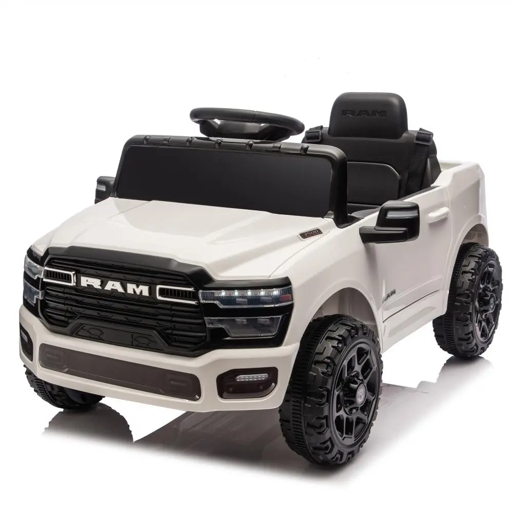 Licensed 12V Dodge RAM 3500 Kids Ride On Truck with Parent Remote Control, Dual Motors, Rear Suspension, LED Lights, Bluetooth