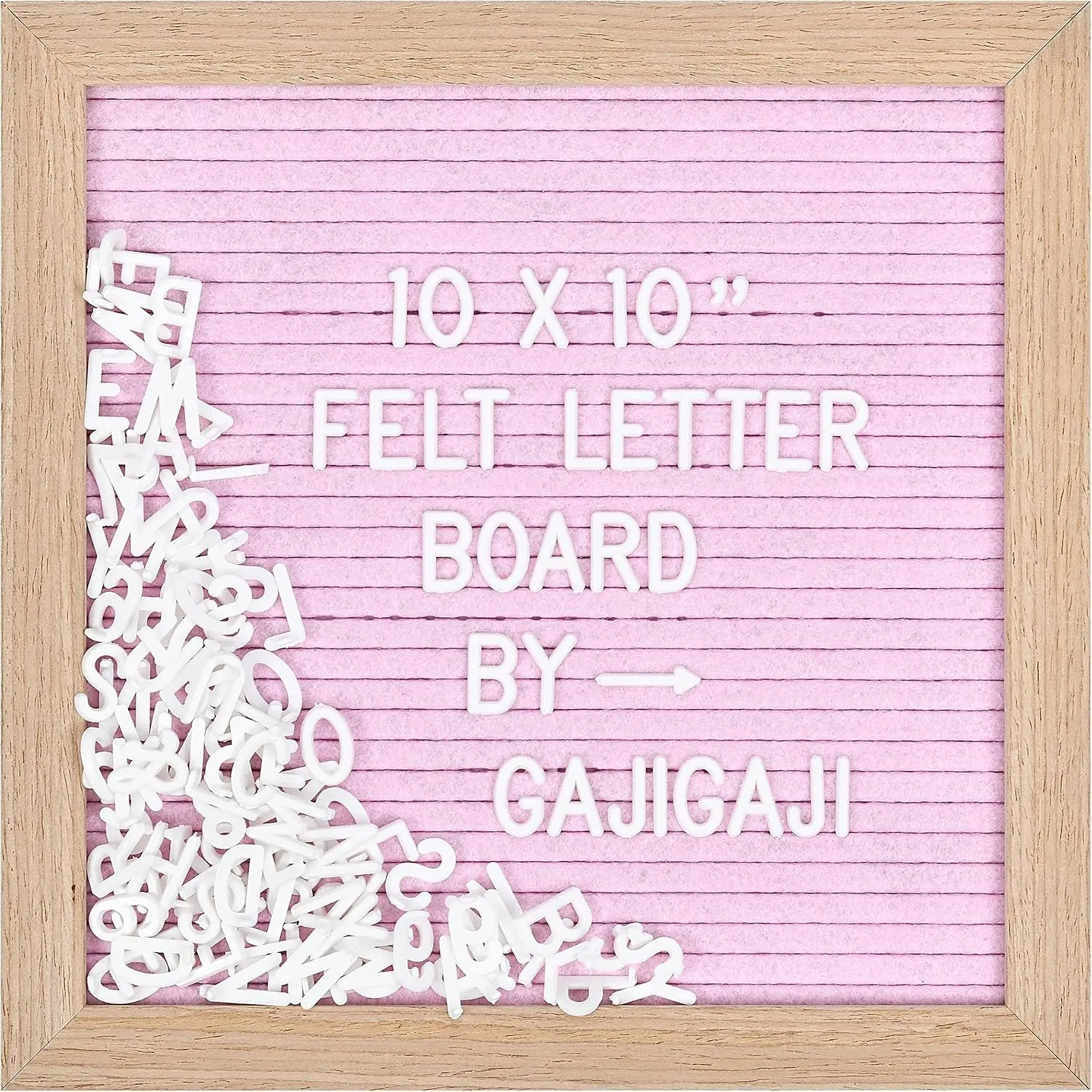 Felt Letter Board, 10 x 10 inch Wooden Frame, Pink