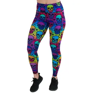 Psychedelic Skulls Leggings Gym Sportswear Bottoms Gym Tights Clothes