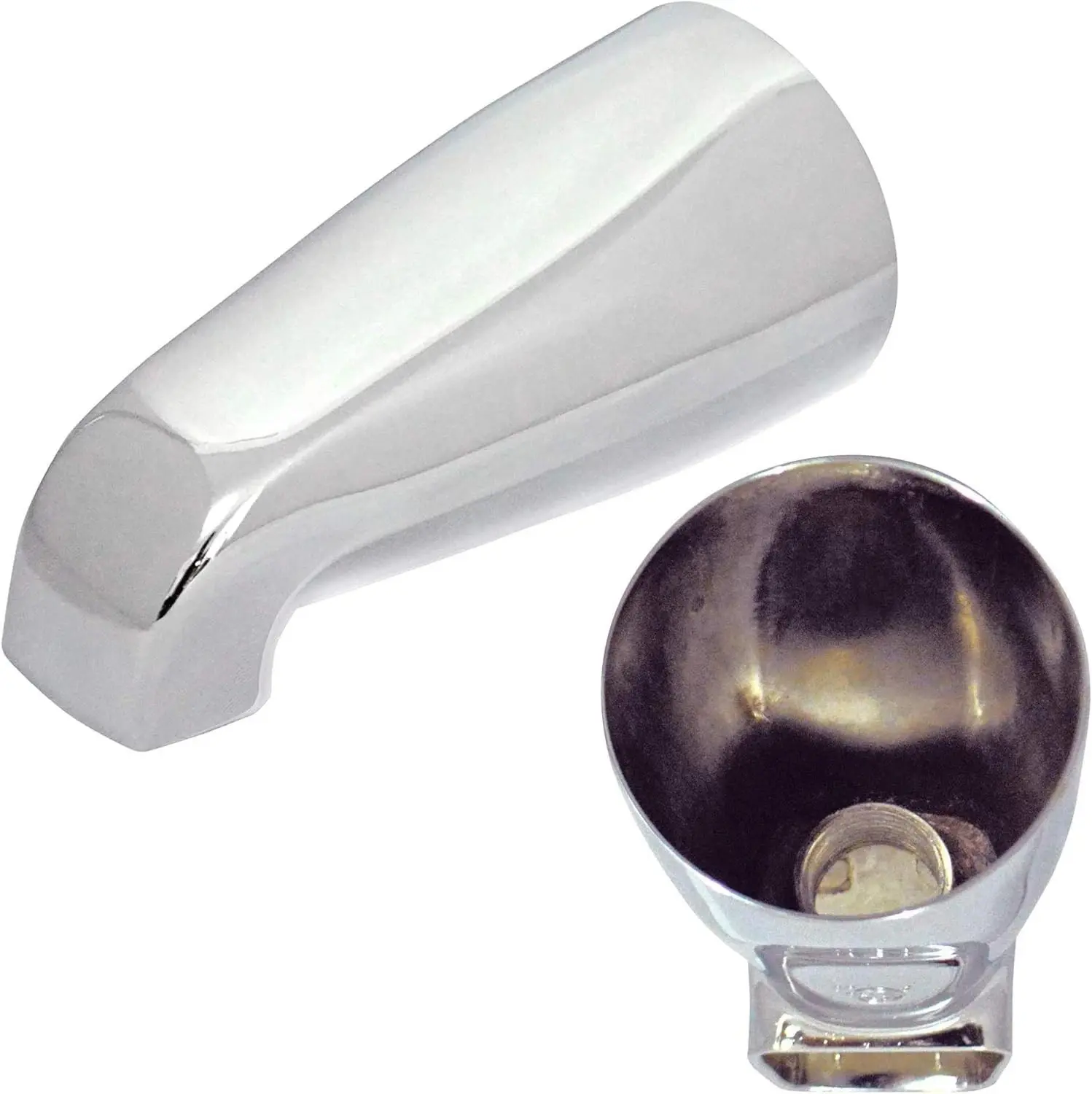 Tub Spout with Rear Diverter and Brass Top Shower Adapter, 3/4 inch to 1/2 inch