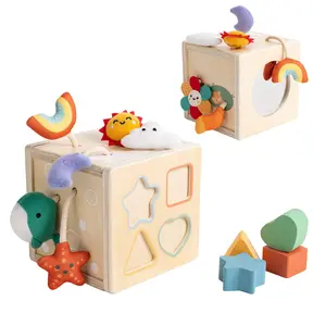 Twefex Pull String Activity Toy, Montessori Toys for Babies 6-12 Months, Wooden Activity Cube Baby Sensory Toys for 1 Year Old Boy Girl, Early Learning Baby Infant Toys 6 to 12 Months