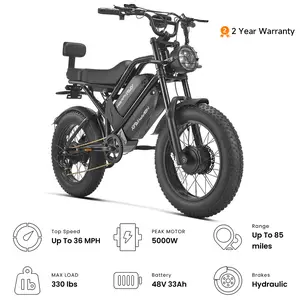 HAPPYRUN G70 Pro Dual Motor Electric Bike for Adults 5000 Peak Motor Removable Dual Battery All-Terrain 20" Fat Tire Ebike 36MPH 85+ Miles 38Ah Battery Hydraulic Disc Brake