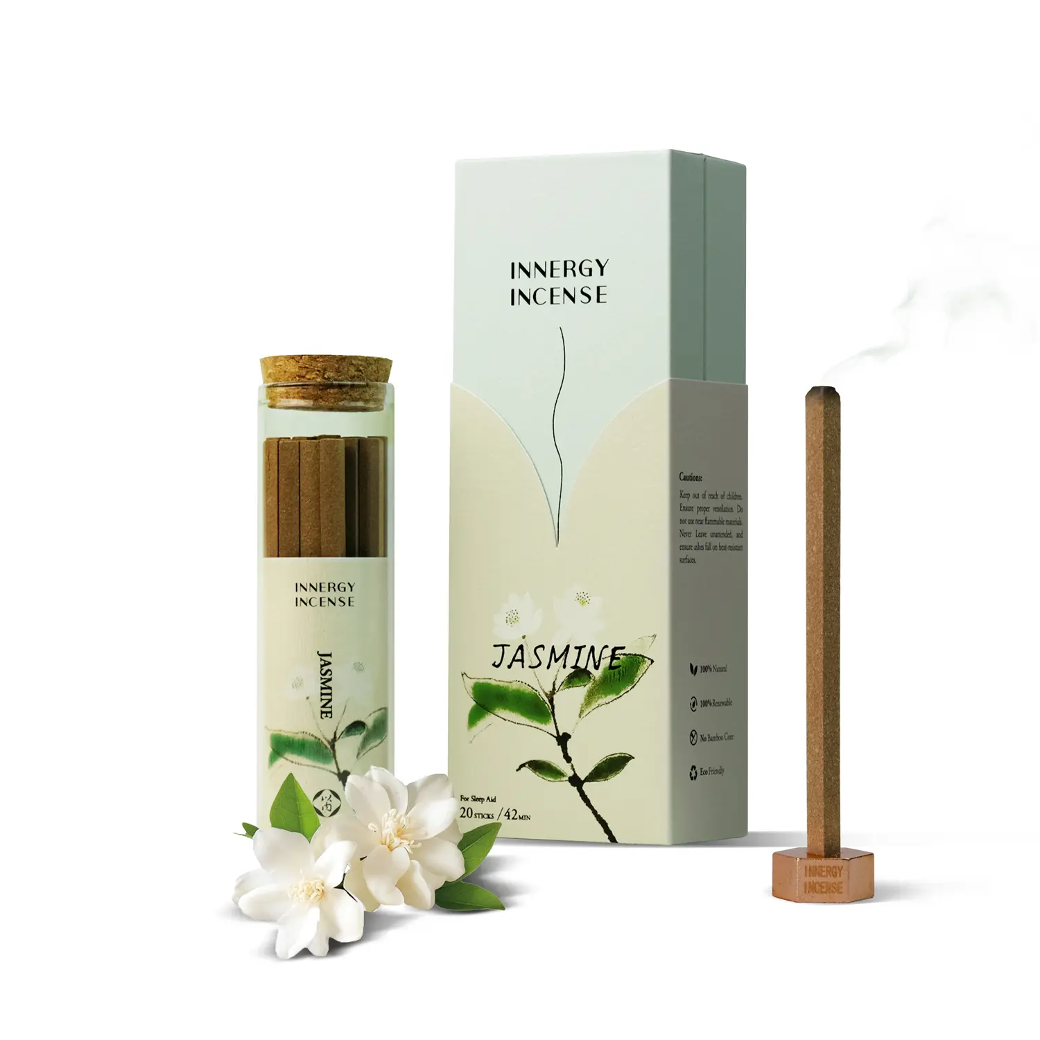 Innergy Jasmine Incense Sticks, Natural Floral Essence Luxury Bath Fragrance