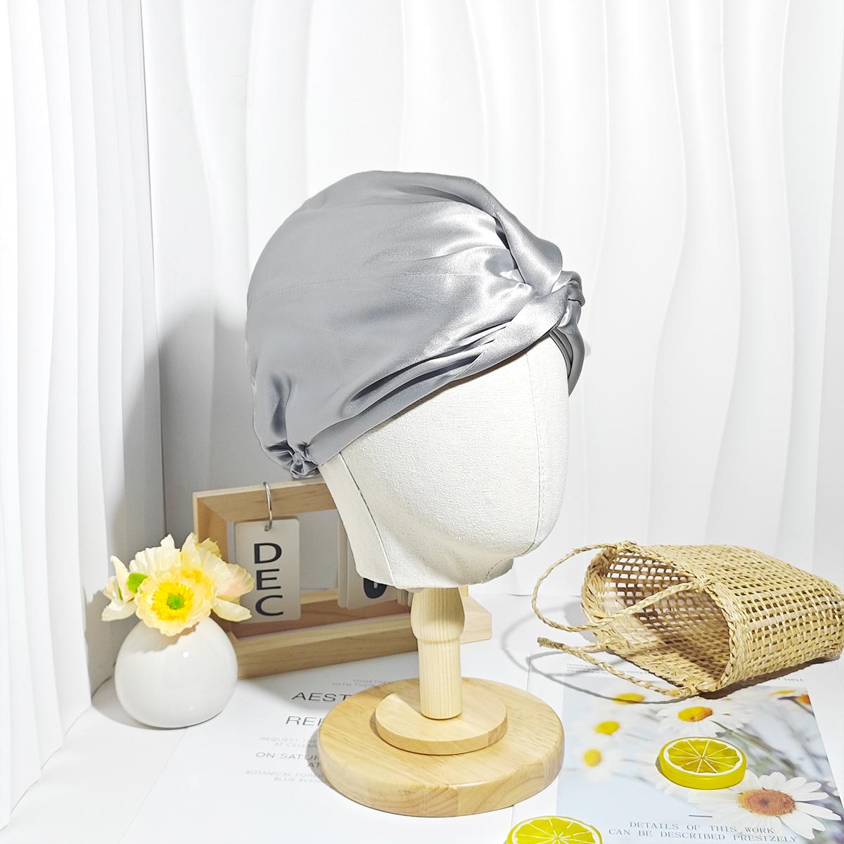 Shower cap - 19 Momme 100% Mulberry Silk - Women's silk bonnet for Hair Care, Highest Silk Hair wrap for Sleeping with Premium Elastic, heatless curls  Shower