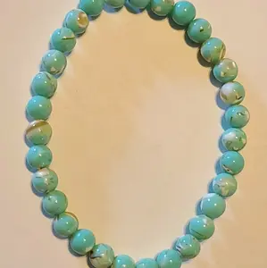 Small blue sea shell beaded bracelet 4mm 7" Birthday