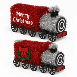 Festive 3D Tinsel Christmas Train Decoration