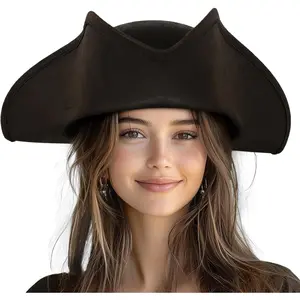 Adult Pirate Hat for Women Colonial Tricon Hat Halloween Costume Accessory