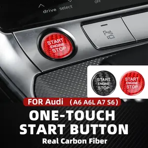 Carbon Fiber Engine Start Stop Button Sticker for Audi A6 A6l A7 S6 2019-2022, Car Interior Decoration, Anti-Scratch Protection
