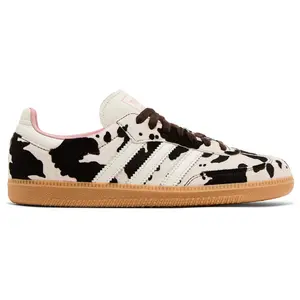 Adidas Samba OG Cow Print Women's Casual Sneakers Trendy Walking Shoes White Brown Pink Colorblock Patchwork Design JR1256 100% Authentic