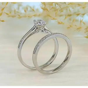 2PC CZ WEDDING BAND ENGAGMENT RING SET, BRIDAL WEDDING RINGS SETSIZE 2.5-15 S7950