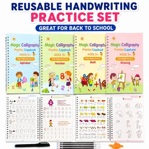 MIUVA Sketchbook  4 Pack Reusable Handwriting Practice Copybook Set Letter Tracing Workbook with Pen Refills Grip for Vocabulary Practice Back to School Supplies