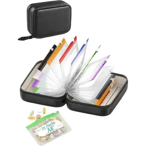 Waterproof Pill Pouch Set-14Pcs Bags Inside, Zipper Pill Case with 14 Day Zipper Pouches Organizer Travel Medicine Weekly Vitamin Medication Reusable Portable Large Holder Daily Container