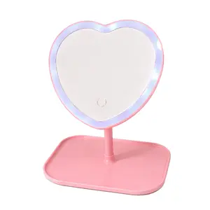 Love Yourself! Heart Shaped Tabletop LED Mirror