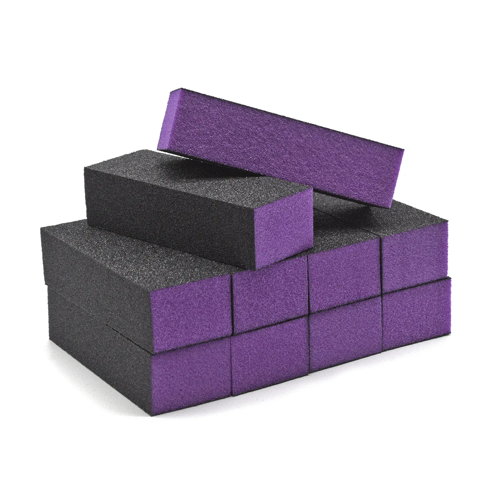 10pc Nail Buffer 3 Sided Block Purple Foam Black Grit PrettyClaw 120 Grit Black Grit Professional Acrylic Nail Buffers Sturdy Durable Sanding Blocks Nail Care Manicure Acrylic Gel-X Polygel Gel Nails nail tech nail supplies Compact Salon